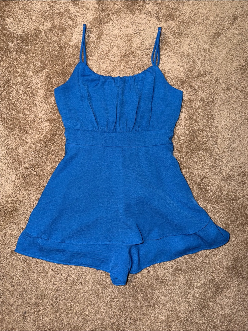 Altar’d State Cobalt Blue Textured Tie Waist Romper Small